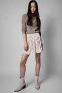 Gonna Jadala - Gonna corta bianca con stampa floreale donna