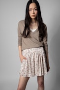 Gonna Jadala - Gonna corta bianca con stampa floreale donna