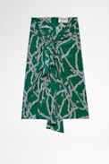 Jana Skirt Silk - Women's draped and knotted green silk skirt