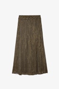 Jade Chiffon ZV Skirt - Women’s skirt with ZV monogram and metallic details