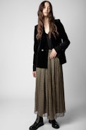 Jade Chiffon ZV Skirt - Women’s skirt with ZV monogram and metallic details