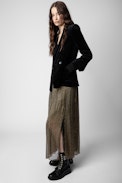Jade Chiffon ZV Skirt - Women’s skirt with ZV monogram and metallic details