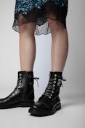 Gonna Justicia con paillettes - Gonna midi impreziosita da paillettes blu, con brodino in pizzo con motivi e strass donna