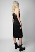 Gonna Janais Jac ZV In Seta - Gonna drappeggiata da annodare in jacquard nero ZV donna
