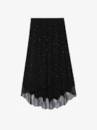 Gonna Joslin Strass - Gonna asimmetrica nera di media lunghezza con strass, Donna