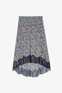 Gonna Joslin - Gonna di media lunghezza asimmetrica multicolore con stampa floreale Liberty e pizzo - Donna