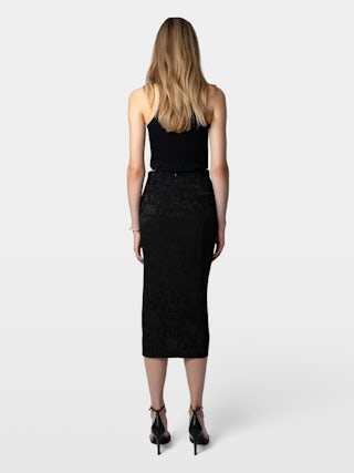 Skirt Jamelia 100% Silk - Long draped skirt in Manifesto jacquard silk.