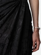 Gonna Jamelia 100% Seta Jacquard - Gonna lunga drappeggiata in seta nero.