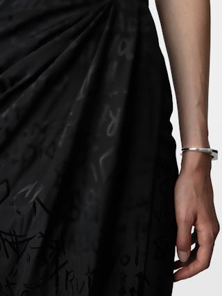 Skirt Jamelia 100% Silk - Long draped skirt in Manifesto jacquard silk.