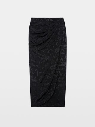 Skirt Jamelia 100% Silk - Long draped skirt in Manifesto jacquard silk.