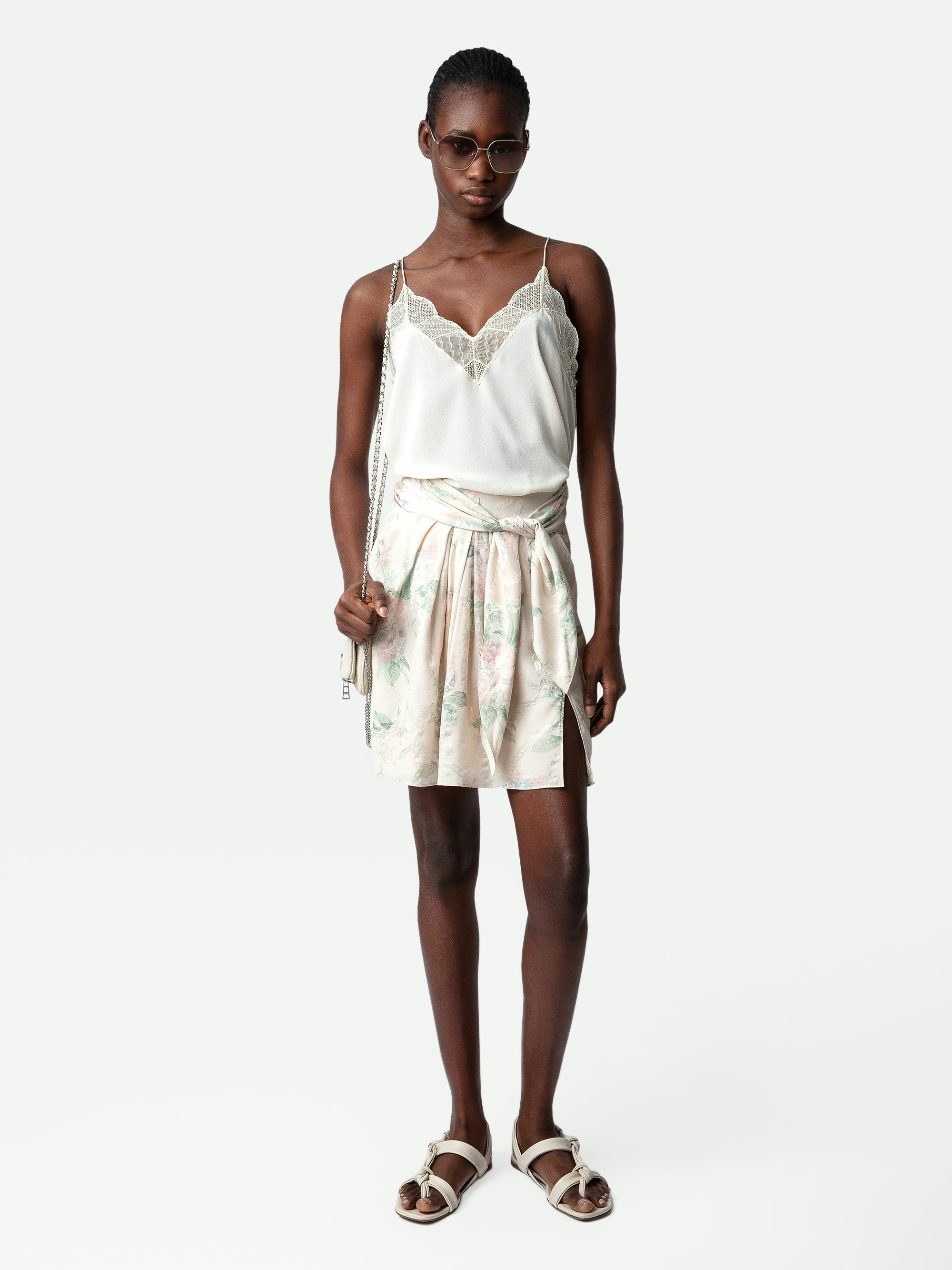 Joji Skirt - Women's off white floral wrap skirt.