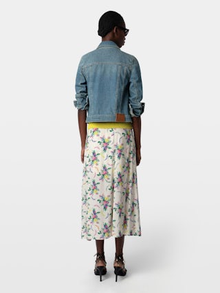 Skirt June - - Long, fluid skirt
- Soft Bouquet print
- Side button fastening