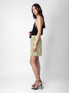 Joseline Skirt - Women's yellow floral midi skirt.