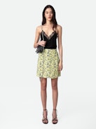 Joseline Skirt - Women's yellow floral midi skirt.