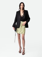 Joseline Skirt - Women's yellow floral midi skirt.