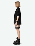 Justicias Skirt - Gold miniskirt with sequins and lace.