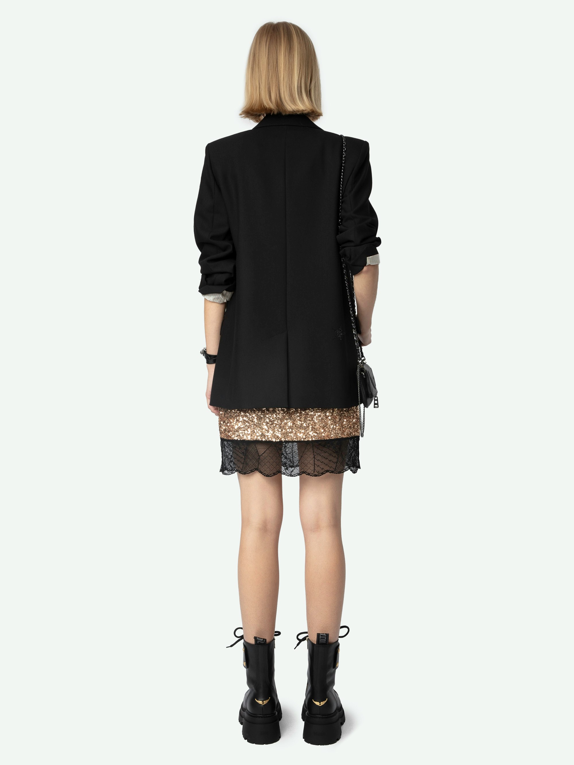 スカート ZADIG&VOLTAIRE JAIME SUEDE SKIRT Mireille Long Black Wool Dress | Zadig&Voltaire