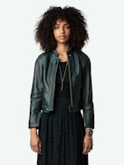 Joslin Leopard Skirt - Asymmetrical mid-length lingerie-style skirt in dark green with leopard print and lace.