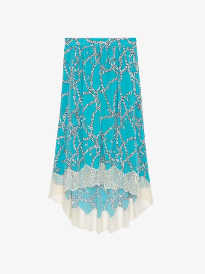 Shop Zadig & Voltaire Joslin Silk Skirt In Aqua