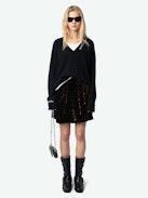 Jerry Velvet Skirt - Leopard print velvet ruffle mini skirt.