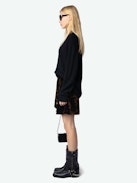 Jerry Velvet Skirt - Leopard print velvet ruffle mini skirt.