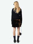 Jerry Velvet Skirt - Leopard print velvet ruffle mini skirt.