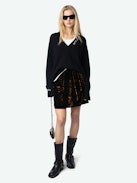 Jerry Velvet Skirt - Leopard print velvet ruffle mini skirt.