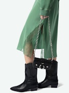 Jayla Silk Skirt - Lingerie-style silk midi skirt with  lace trim.