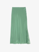 Jayla Silk Skirt - Lingerie-style silk midi skirt with  lace trim.