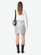 Justi Skirt - Short silver sequin mini skirt.