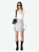 Justi Skirt - Short silver sequin mini skirt.