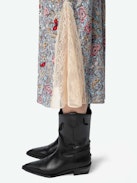 Jayla Skirt - Mid-length lingerie-inspired skirt in printed viscose with lace.