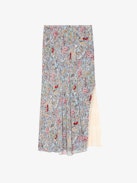 Jayla Skirt - Mid-length lingerie-inspired skirt in printed viscose with lace.