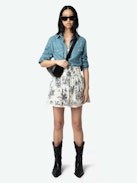 Jocky Skirt - Short printed cotton skirt with elasticated waist and ladder lace insert.