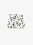 Jocky Skirt - Short printed cotton skirt with elasticated waist and ladder lace insert.
