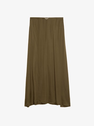 Rock Jimeno Satin - Langer Rock aus Viskose-Satin mit Rückenschlitz, Reißverschluss und Metallflügeln am Gürtel.