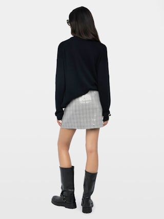 Jaime Skirt - Short straight tailored skirt with sequins, patch pockets at the front and zip fastening at the back.