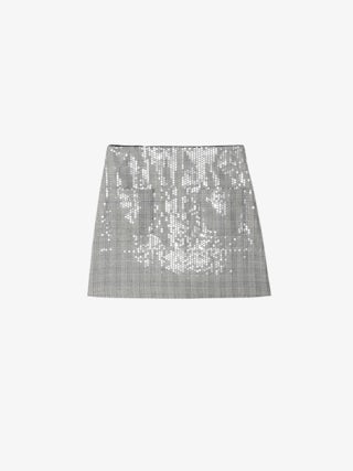 Jaime Skirt - Short straight tailored skirt with sequins, patch pockets at the front and zip fastening at the back.