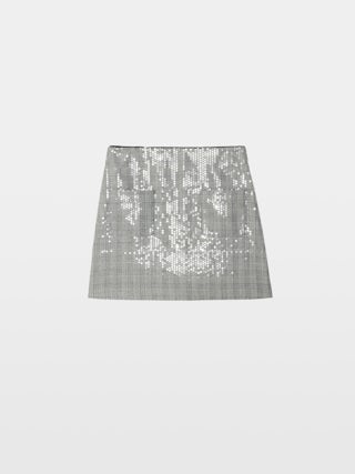 Jaime Skirt - Short straight tailored skirt with sequins, patch pockets at the front and zip fastening at the back.