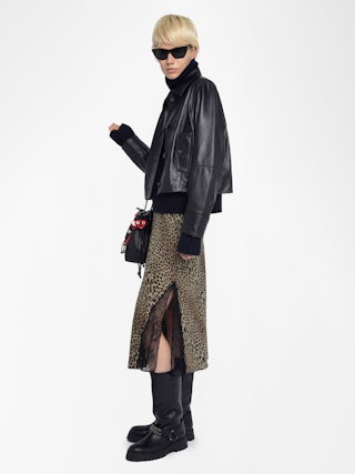 Jayla Skirt - Mid-length lingerie-inspired viscose skirt with lace.