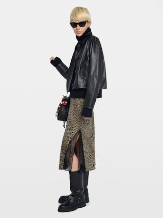 Jayla Skirt - Mid-length lingerie-inspired viscose skirt with lace.