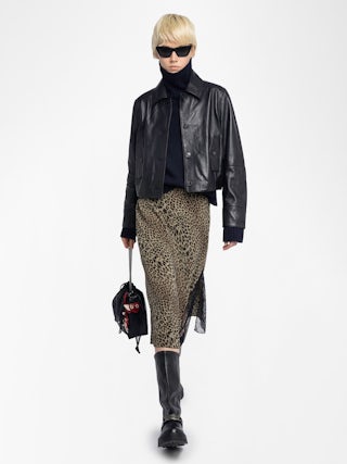 Jayla Skirt - Mid-length lingerie-inspired viscose skirt with lace.