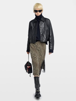 Jayla Skirt - Mid-length lingerie-inspired viscose skirt with lace.