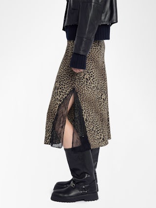 Jayla Skirt - Mid-length lingerie-inspired viscose skirt with lace.