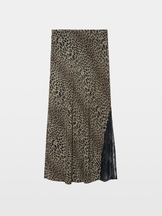 Jayla Skirt - Mid-length lingerie-inspired viscose skirt with lace.