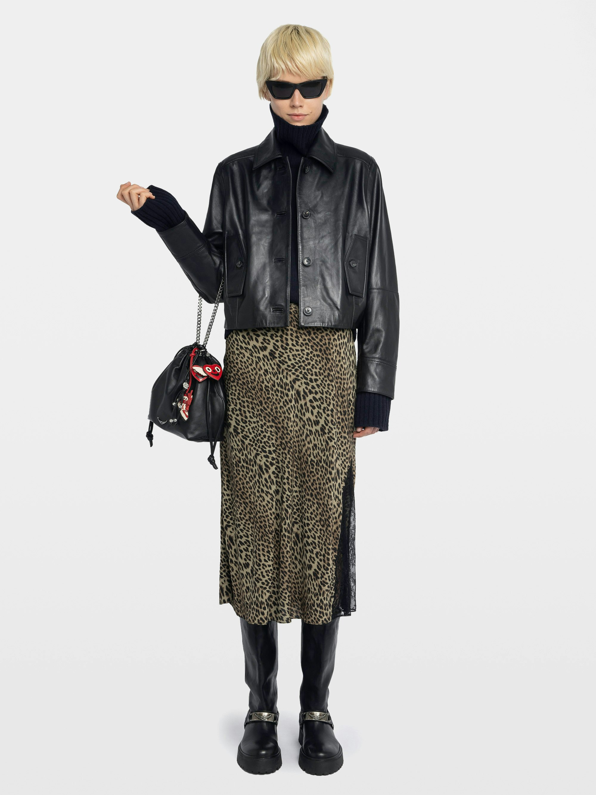 Falda Jayla - Falda midi de inspiración lencera en viscosa con encaje.