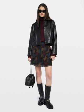 Jupe Jadys - Jupe courte en mousseline imprimée avec fente, fermeture fermeture zippée.