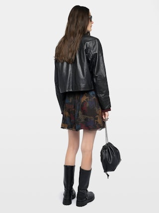 Jupe Jadys - Jupe courte en mousseline imprimée avec fente, fermeture fermeture zippée.