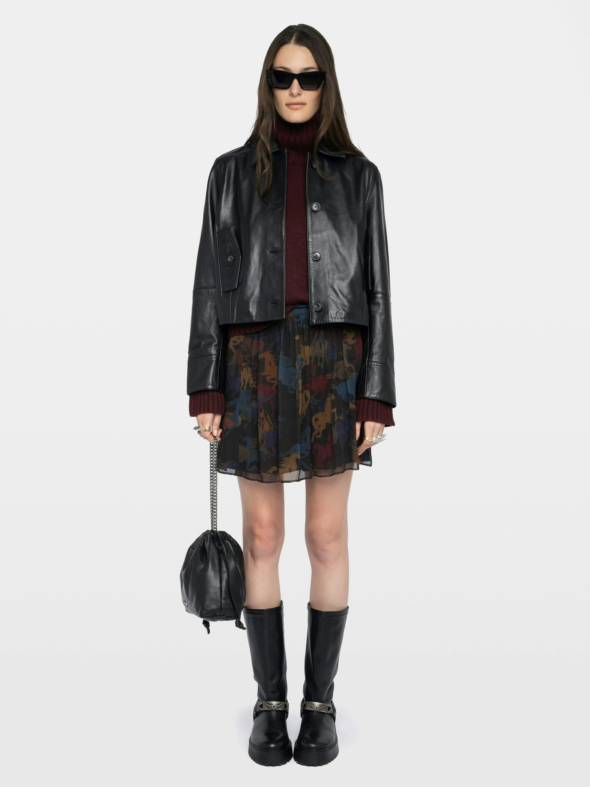 Jupe Jadys - Jupe courte en mousseline imprimée avec fente, fermeture fermeture zippée.