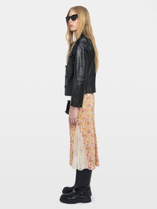 Jayla Womens Floral Midi Skirt - Mid-length lingerie-inspired skirt in viscose with lace details.